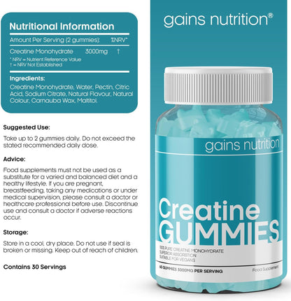 GN Creatine Gummies | 60 Chewable Creatine Gummies for Men & Women - 3000Mg Creatine-Monohydrate per Serving | Berry Flavour, Non-Gmo & Suitable for Vegans & Vegetarians